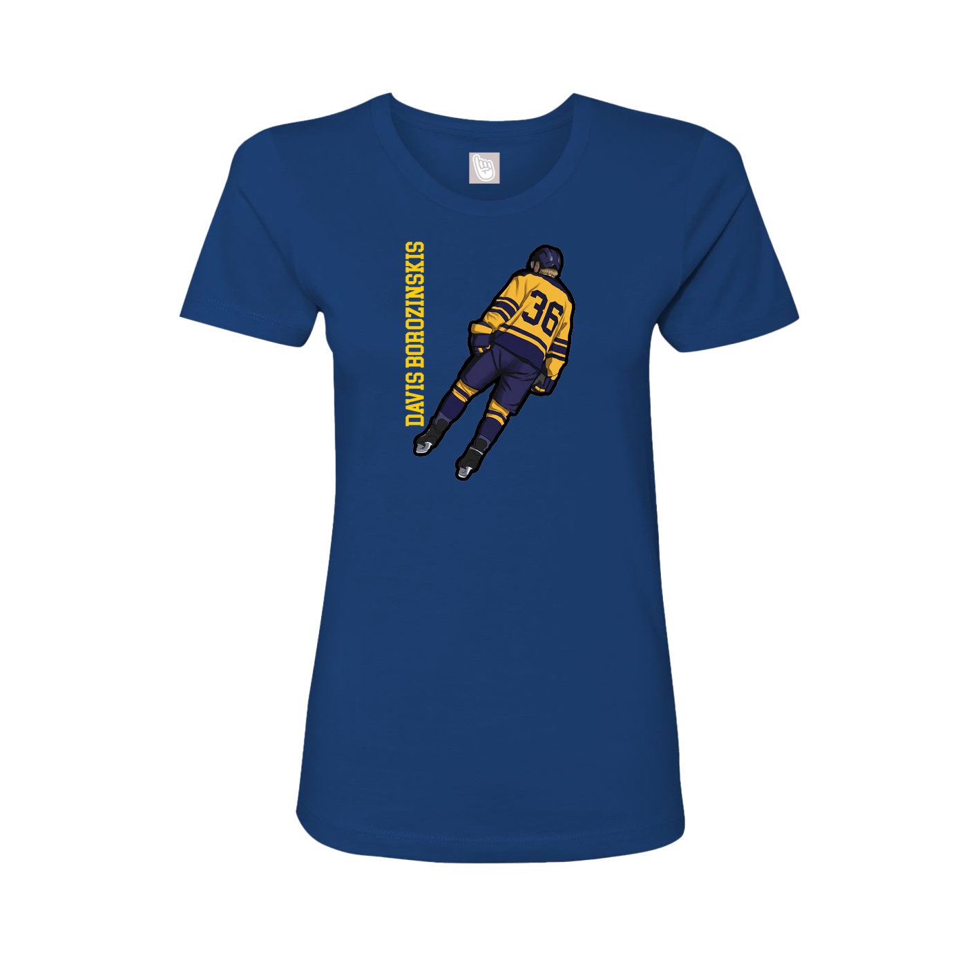 Fitted Women's Tee — Name Vertical in Royal