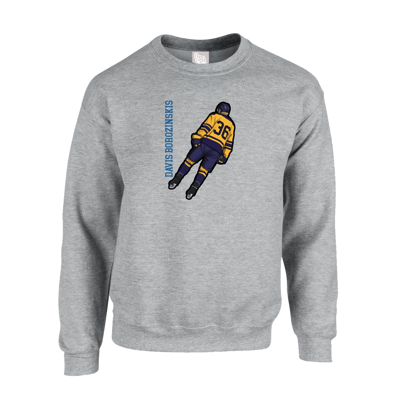 Fleece Crew — Name Vertical in Grey