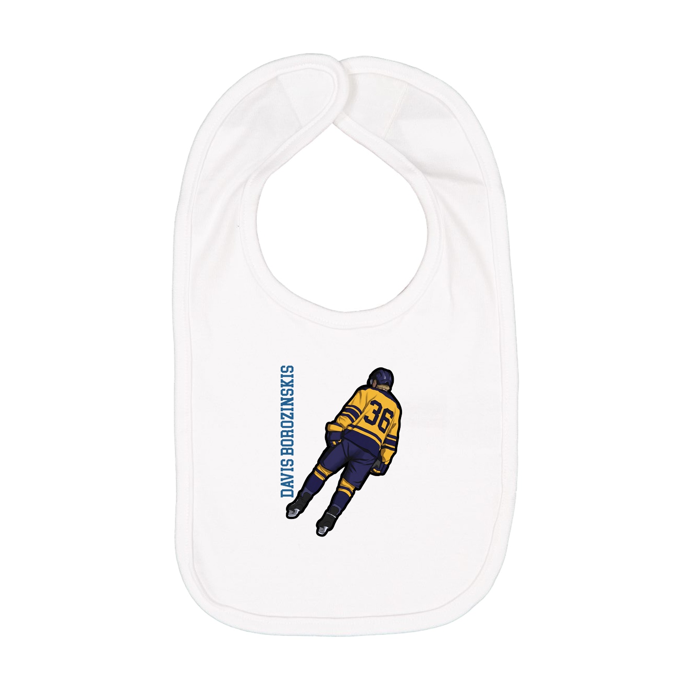 Infant Bib — Name Vertical in White