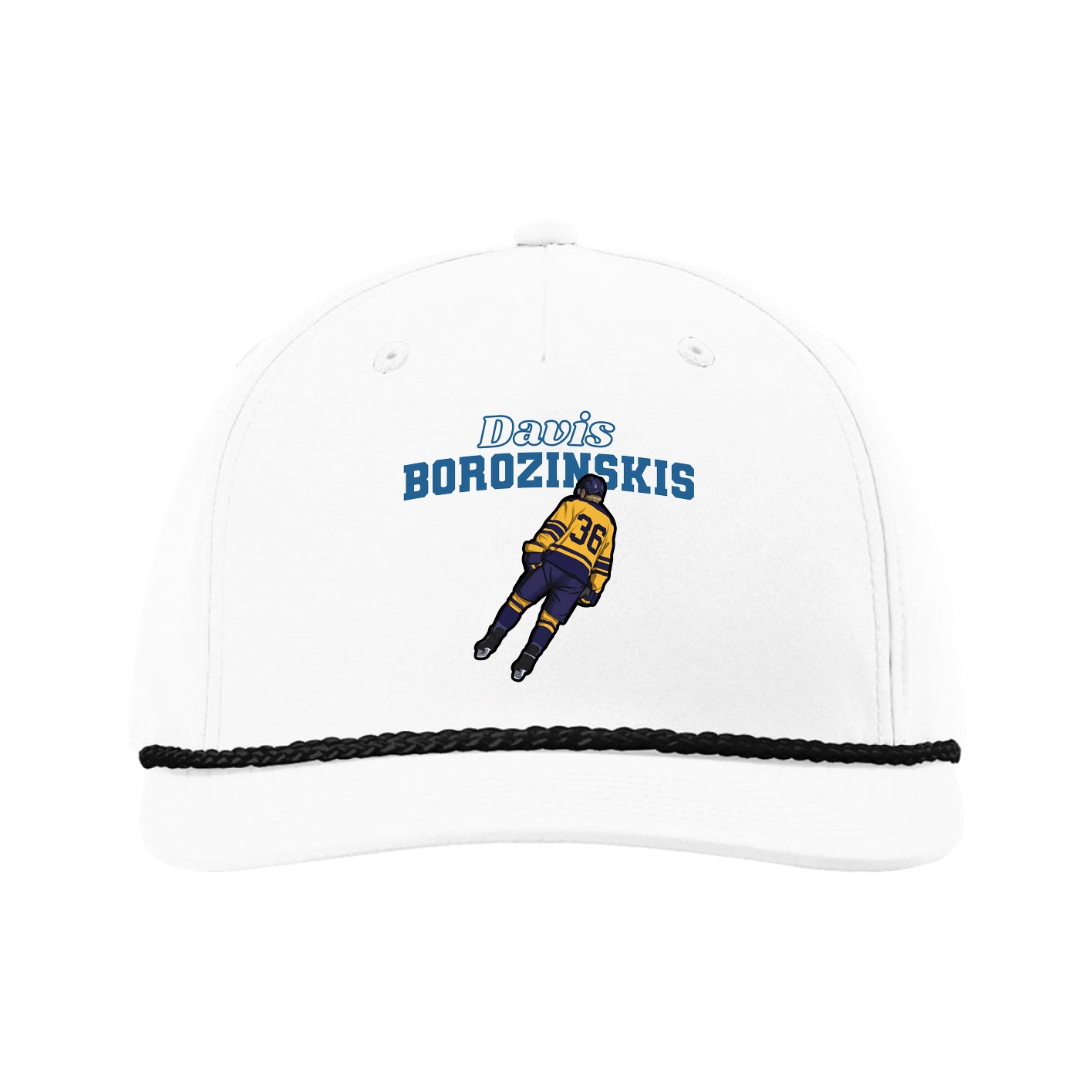 Five-Panel Classic Rope Cap — Name Arch in White