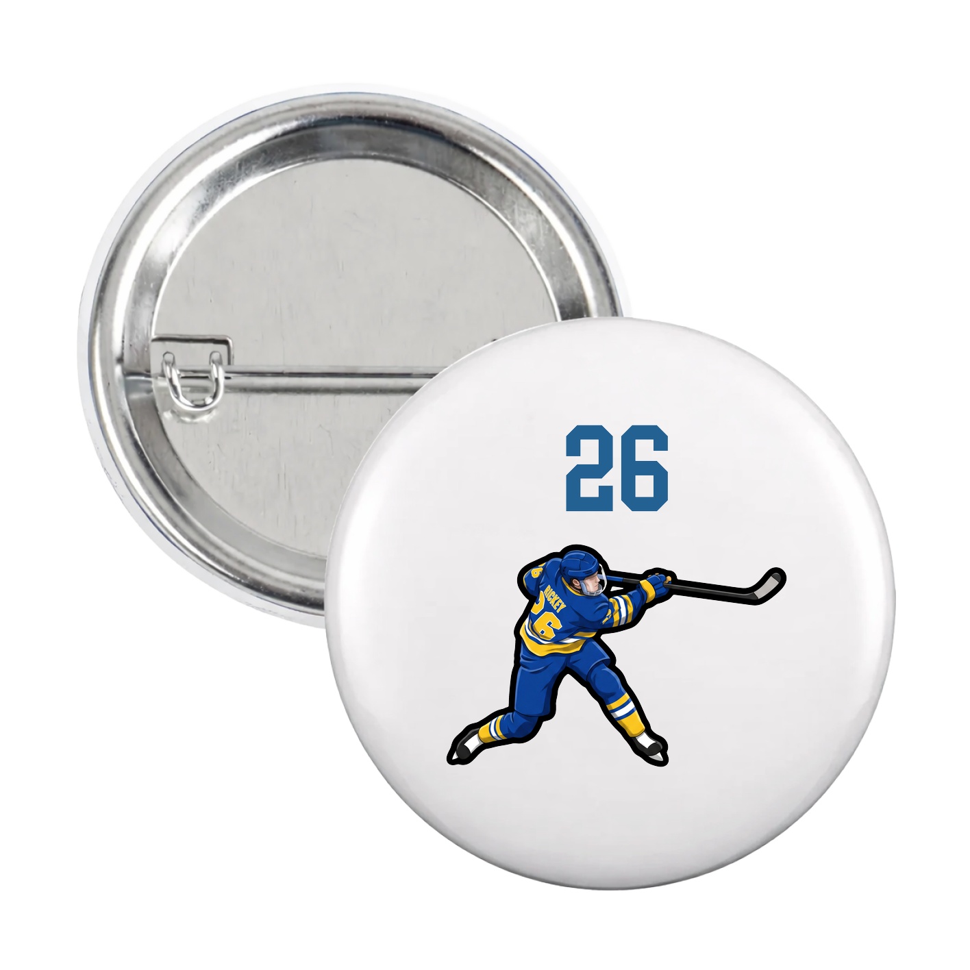Game Day Button — Number Top in White