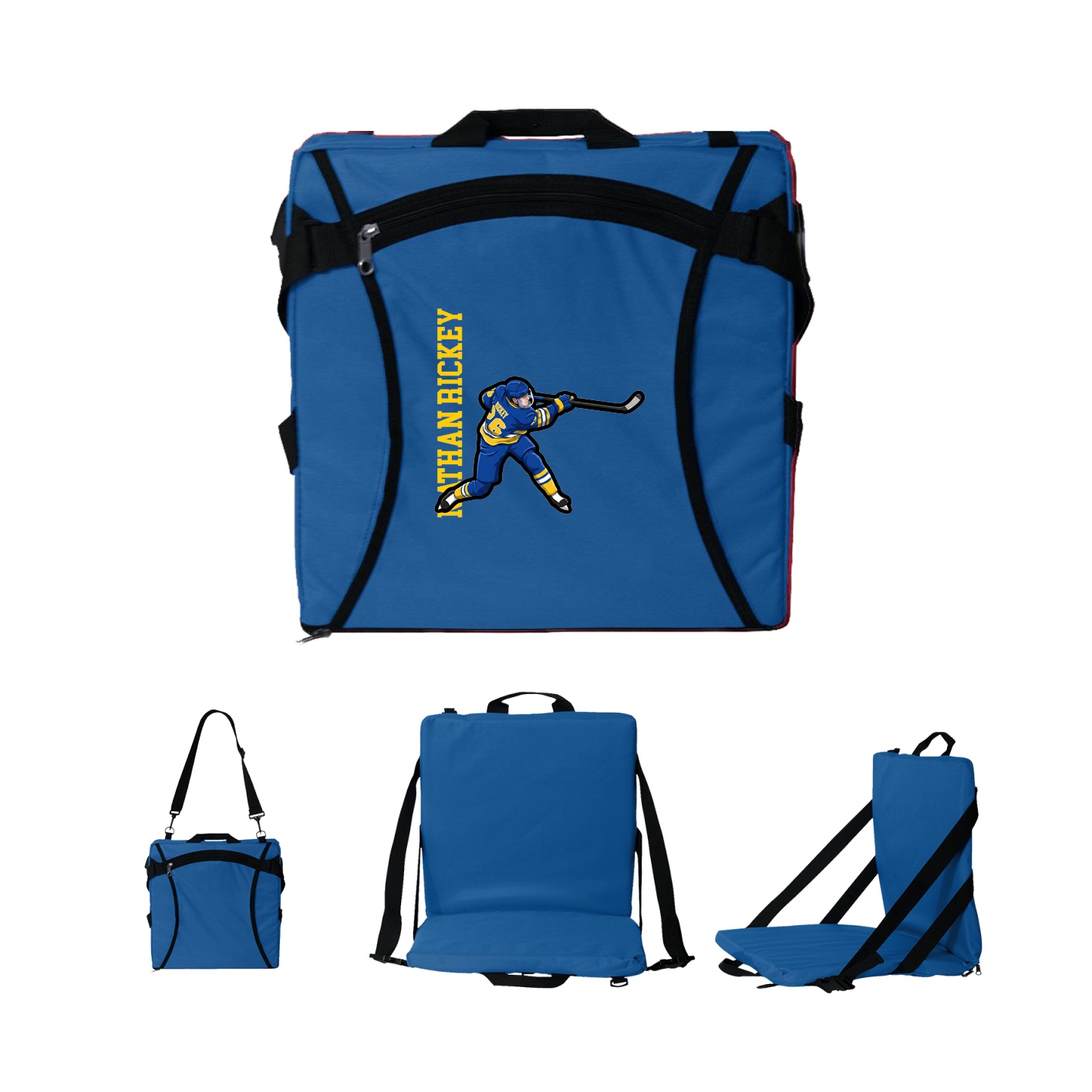 Folding Stadium Seat — Name Vertical in Royal