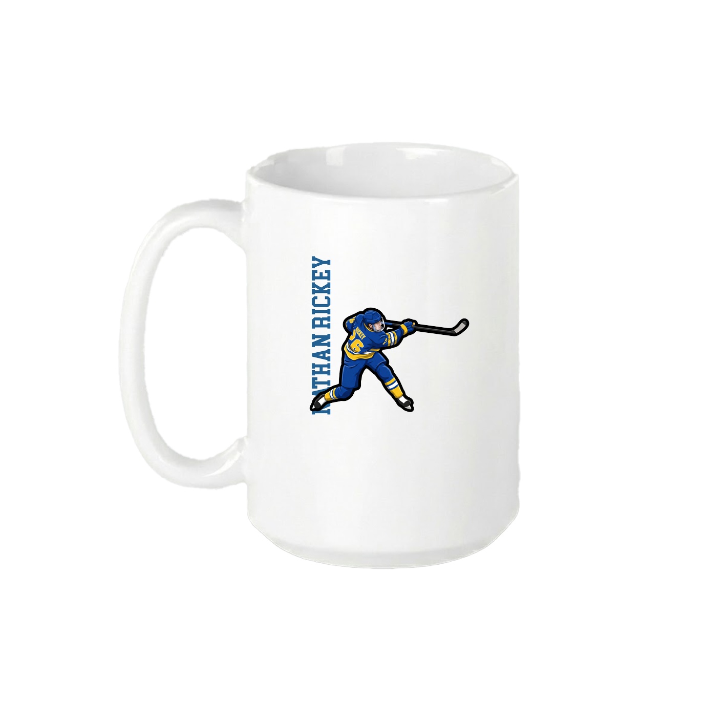 15oz Coffee Mug — Name Vertical in White