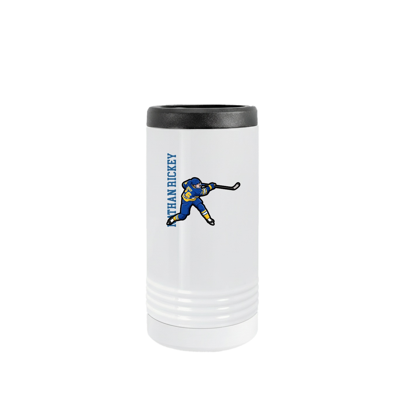 Slim Beverage Holder — Name Vertical in White