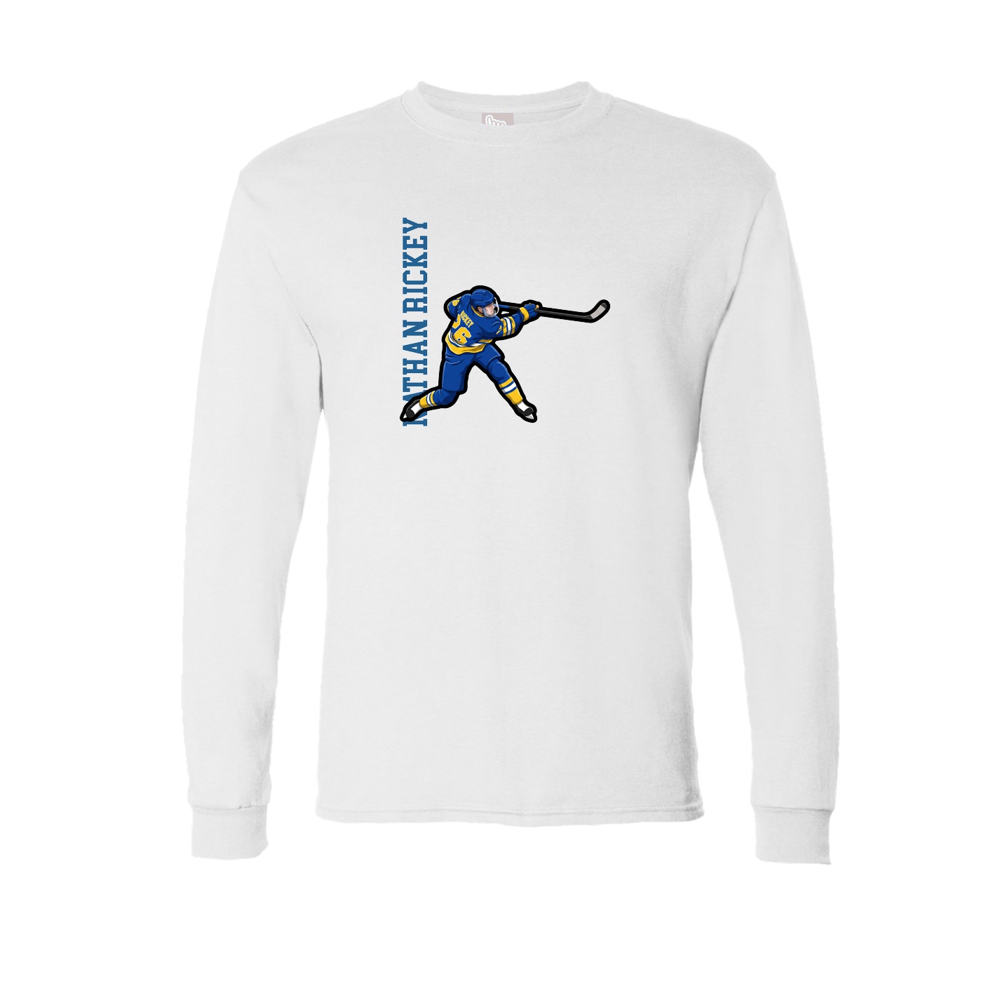 Long Sleeve Tee — Name Vertical in White