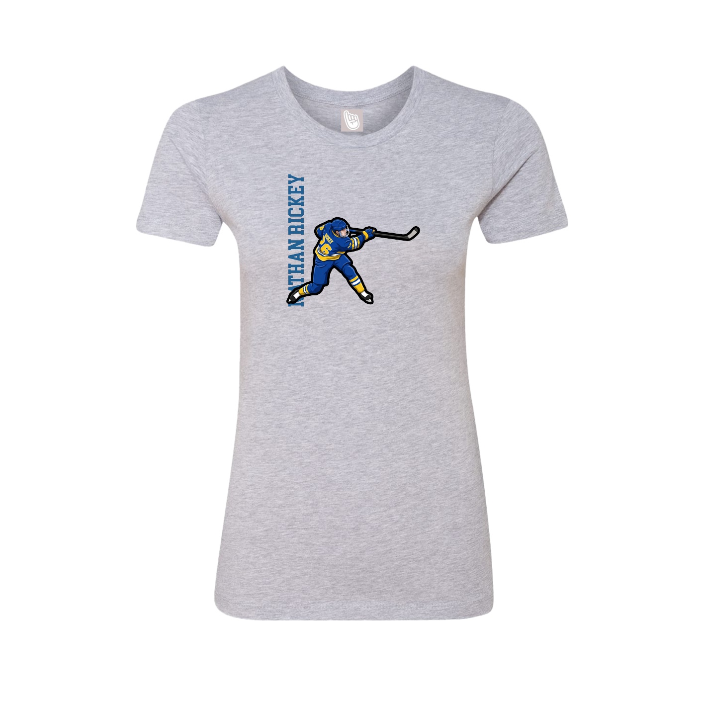 Fitted Women's Tee — Name Vertical in Grey