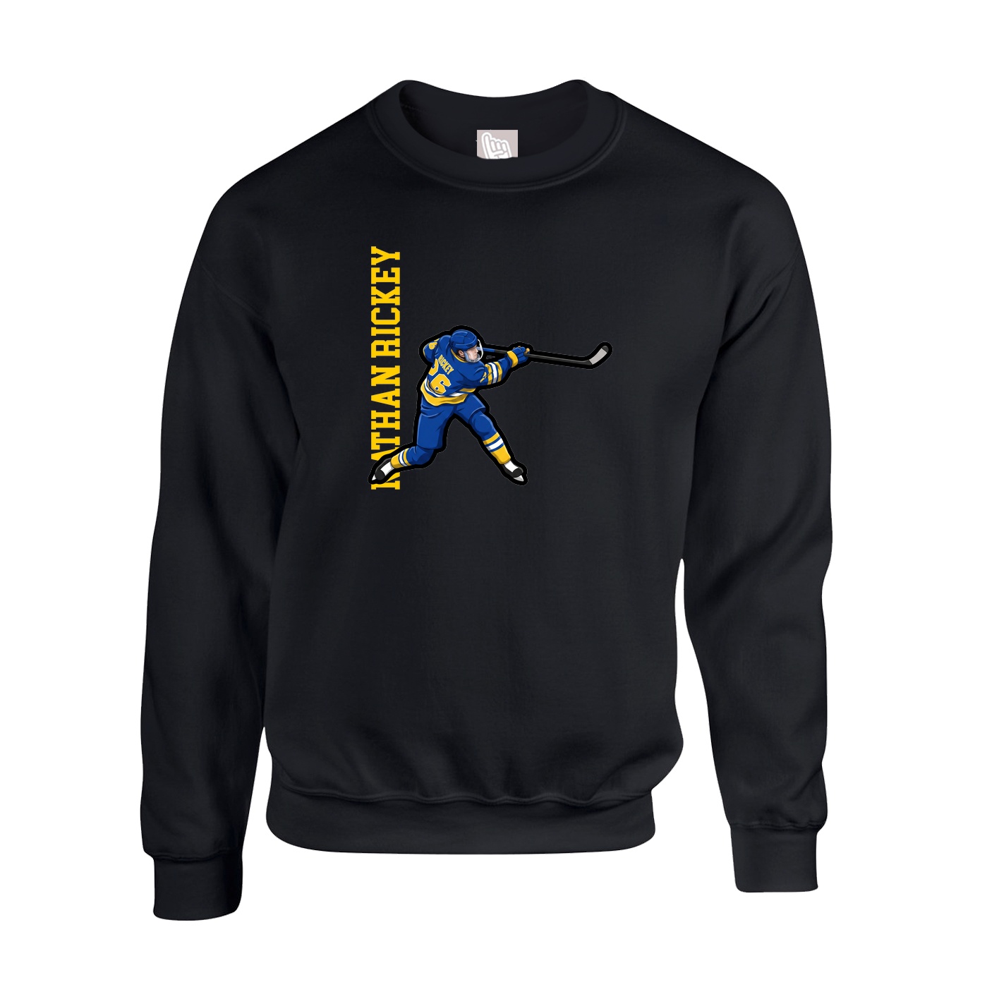 Fleece Crew — Name Vertical in Black