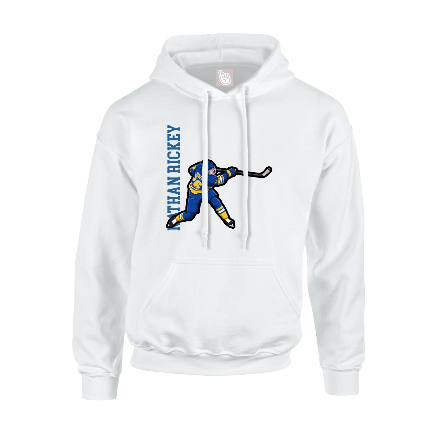 Youth Hoodie — Name Vertical in White