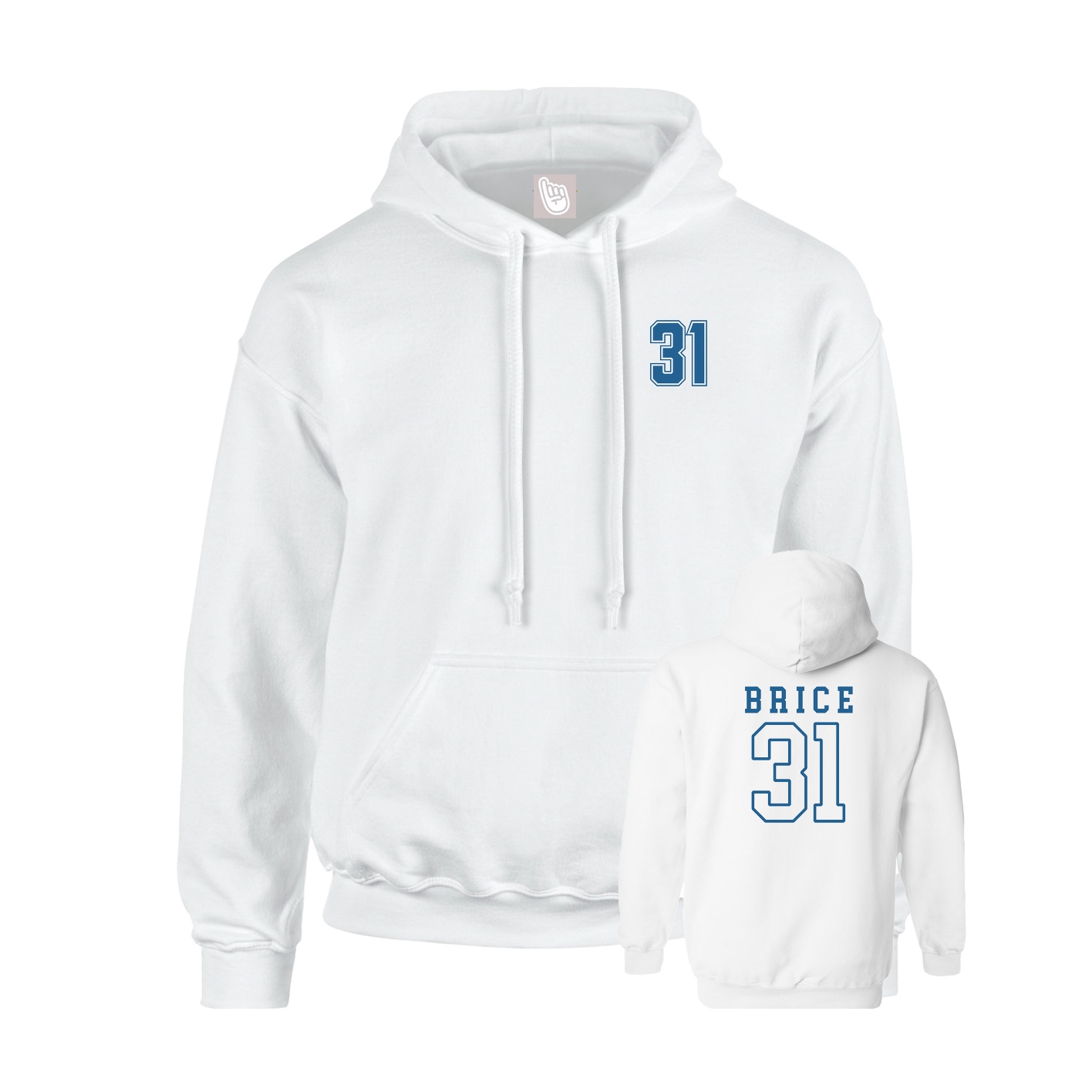 Youth Hoodie — Chest Back in White