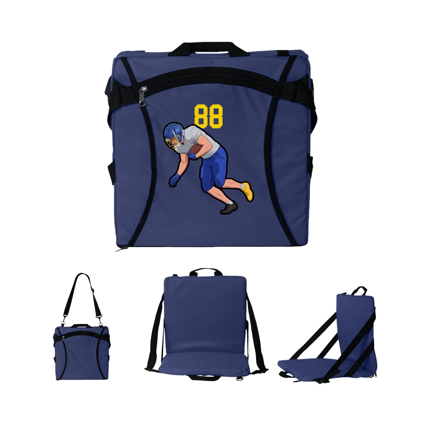 Folding Stadium Seat — Number Top in Navy