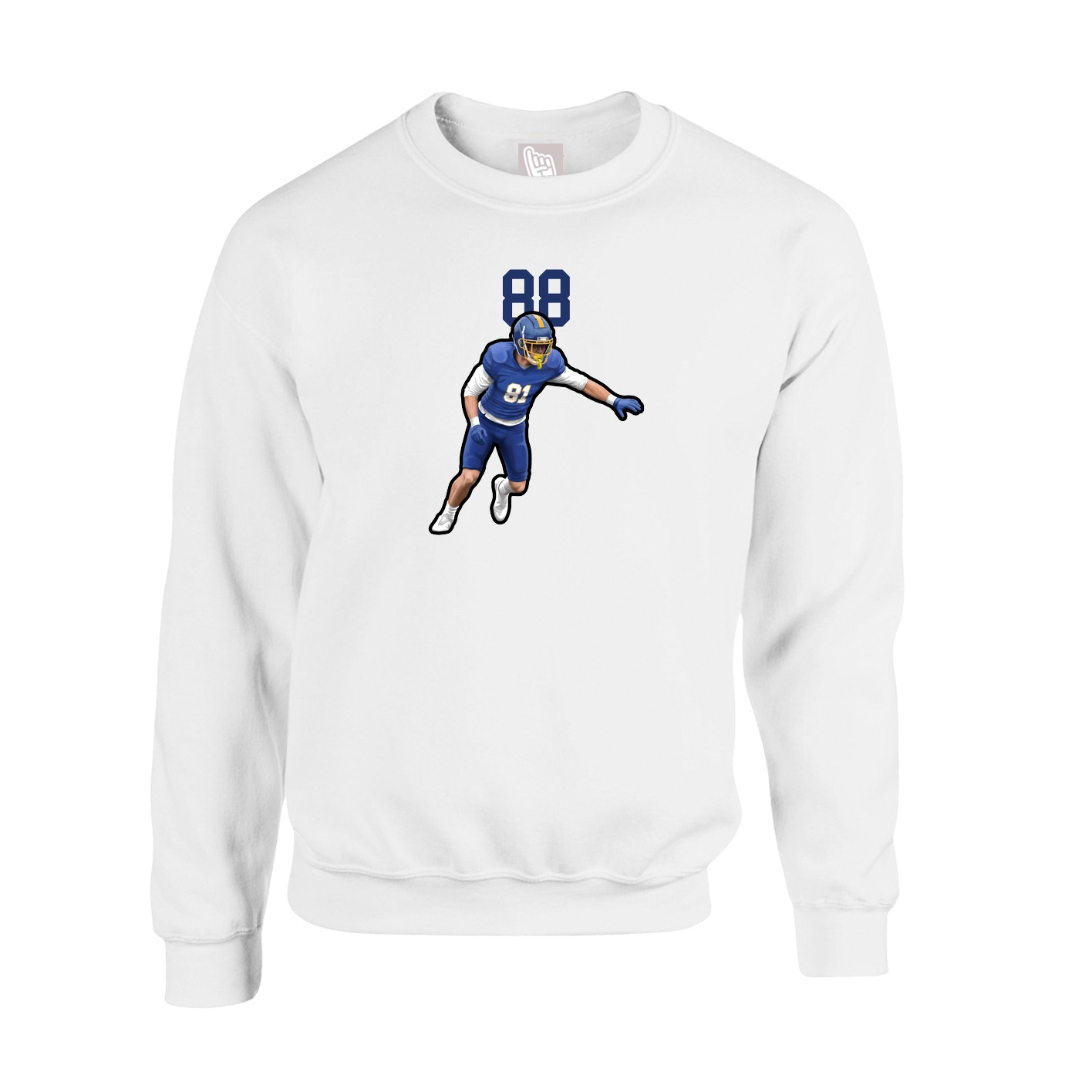 Fleece Crew — Number Top in White