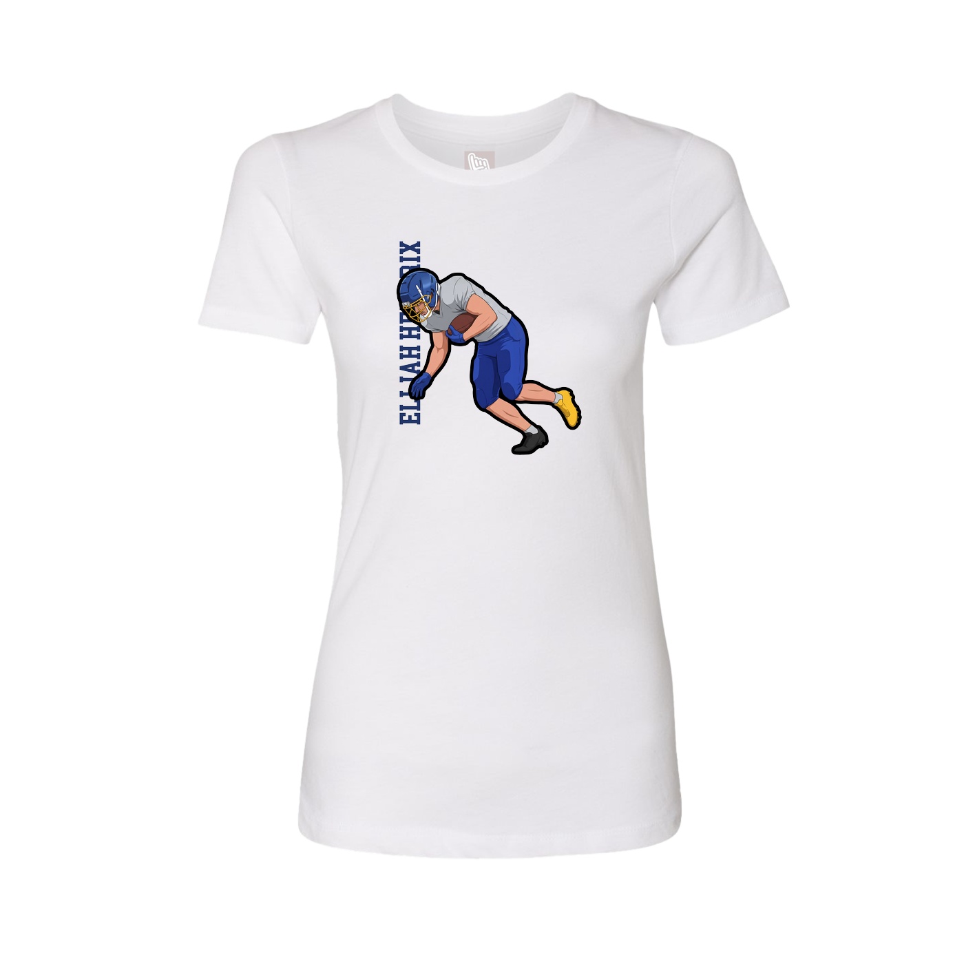 Fitted Women's Tee — Name Vertical in White