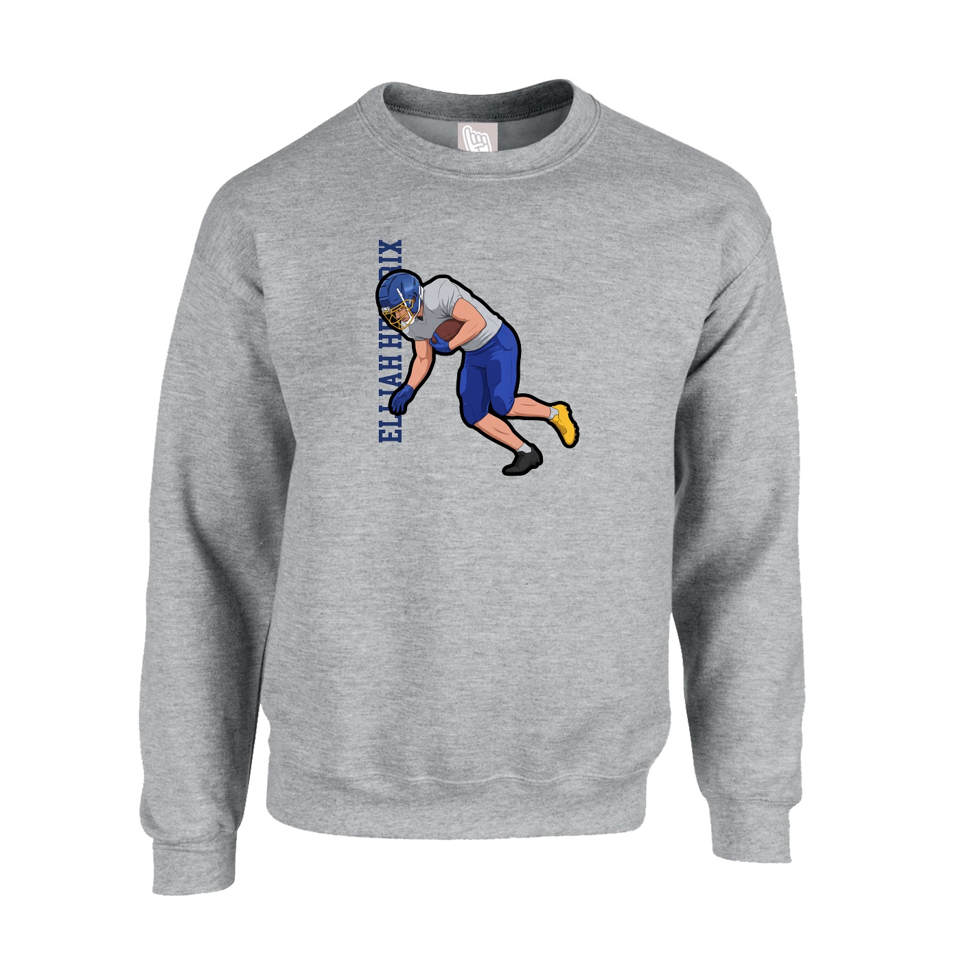 Fleece Crew — Name Vertical in Grey