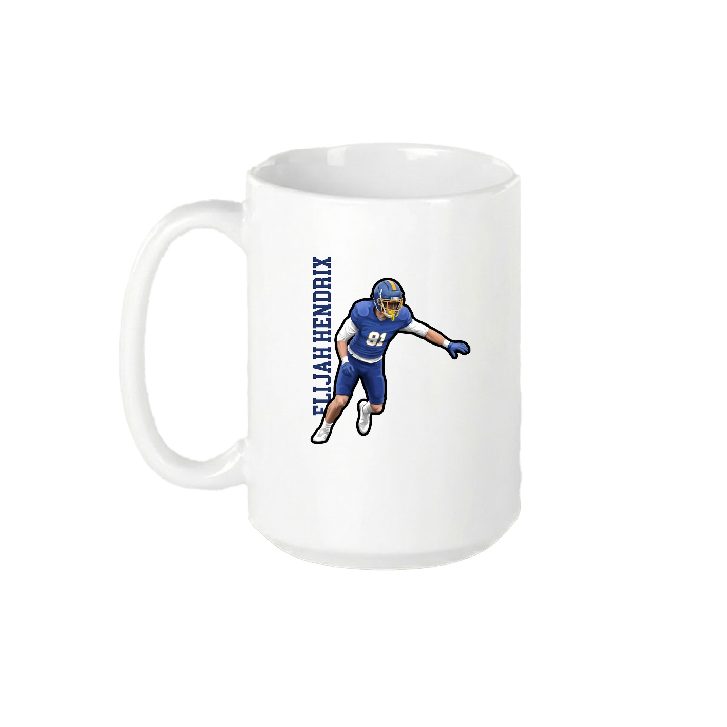 15oz Coffee Mug — Name Vertical in White