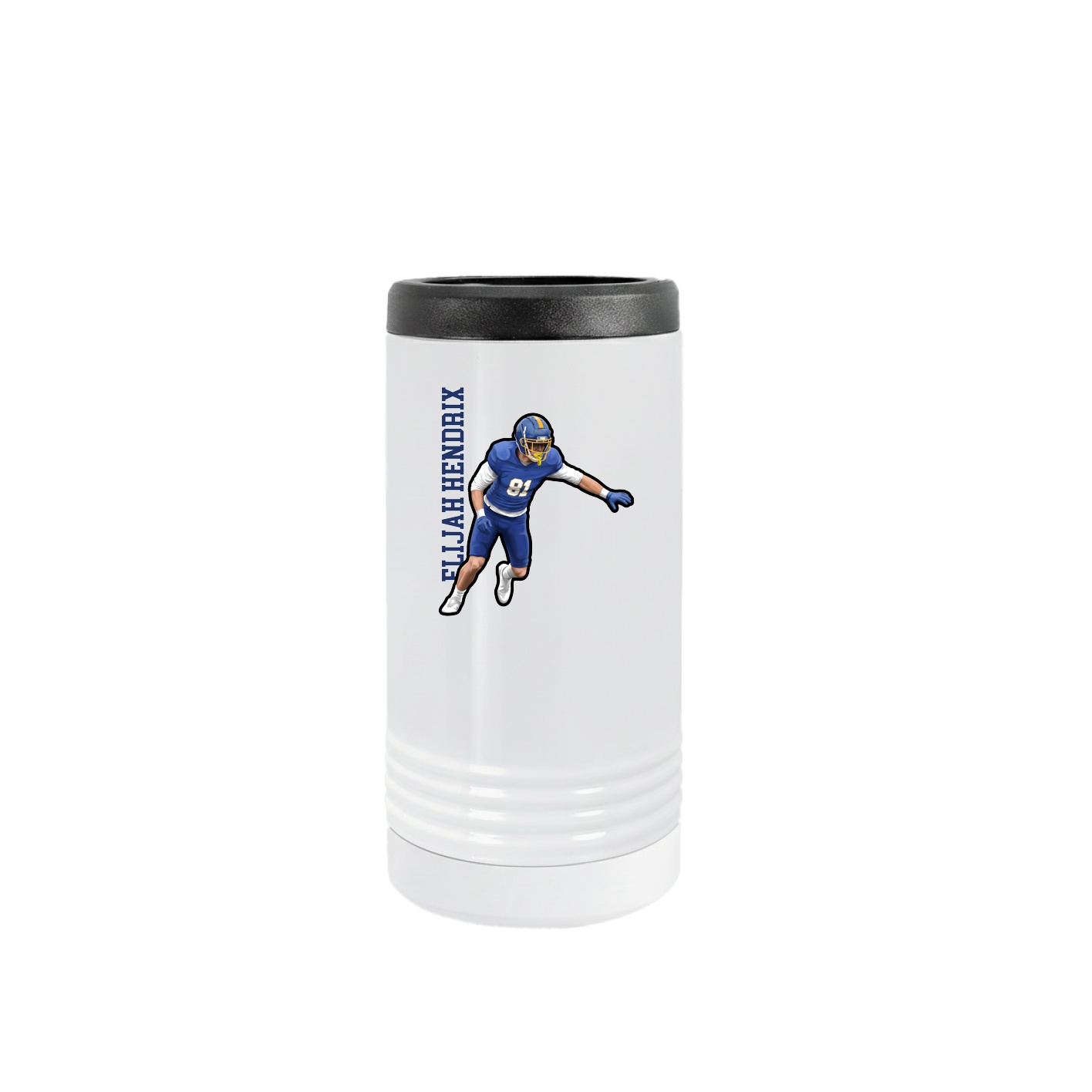 Slim Beverage Holder — Name Vertical in White