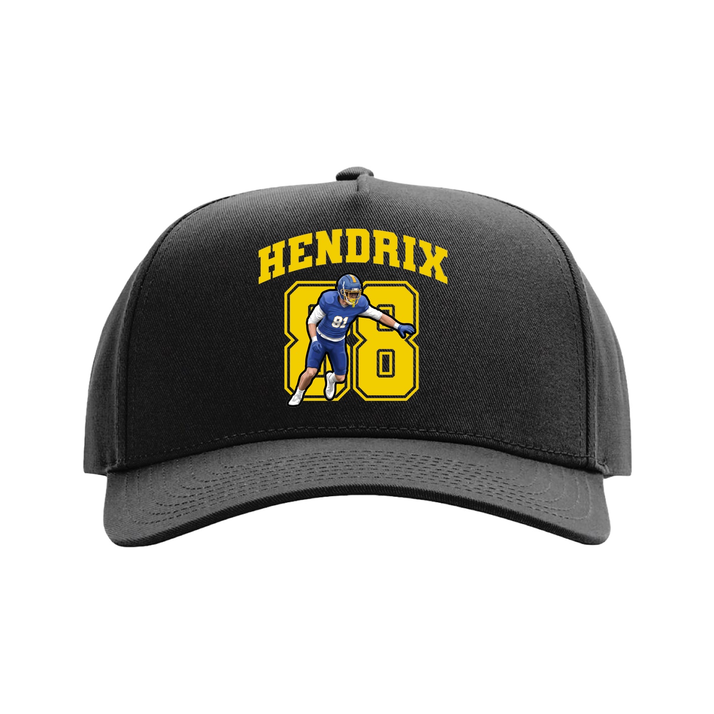 Full Fabric Five-Panel Champ Cap — Number in Black