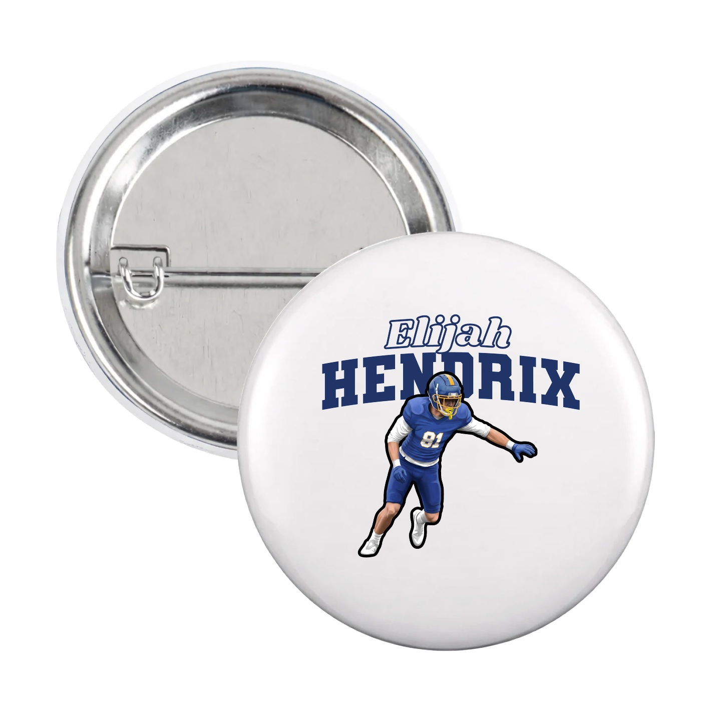 Game Day Button — Name Arch in White