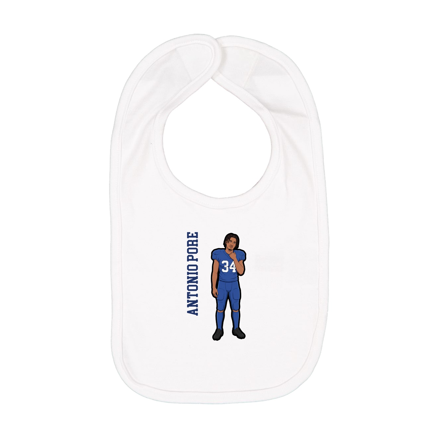 Infant Bib — Name Vertical in White