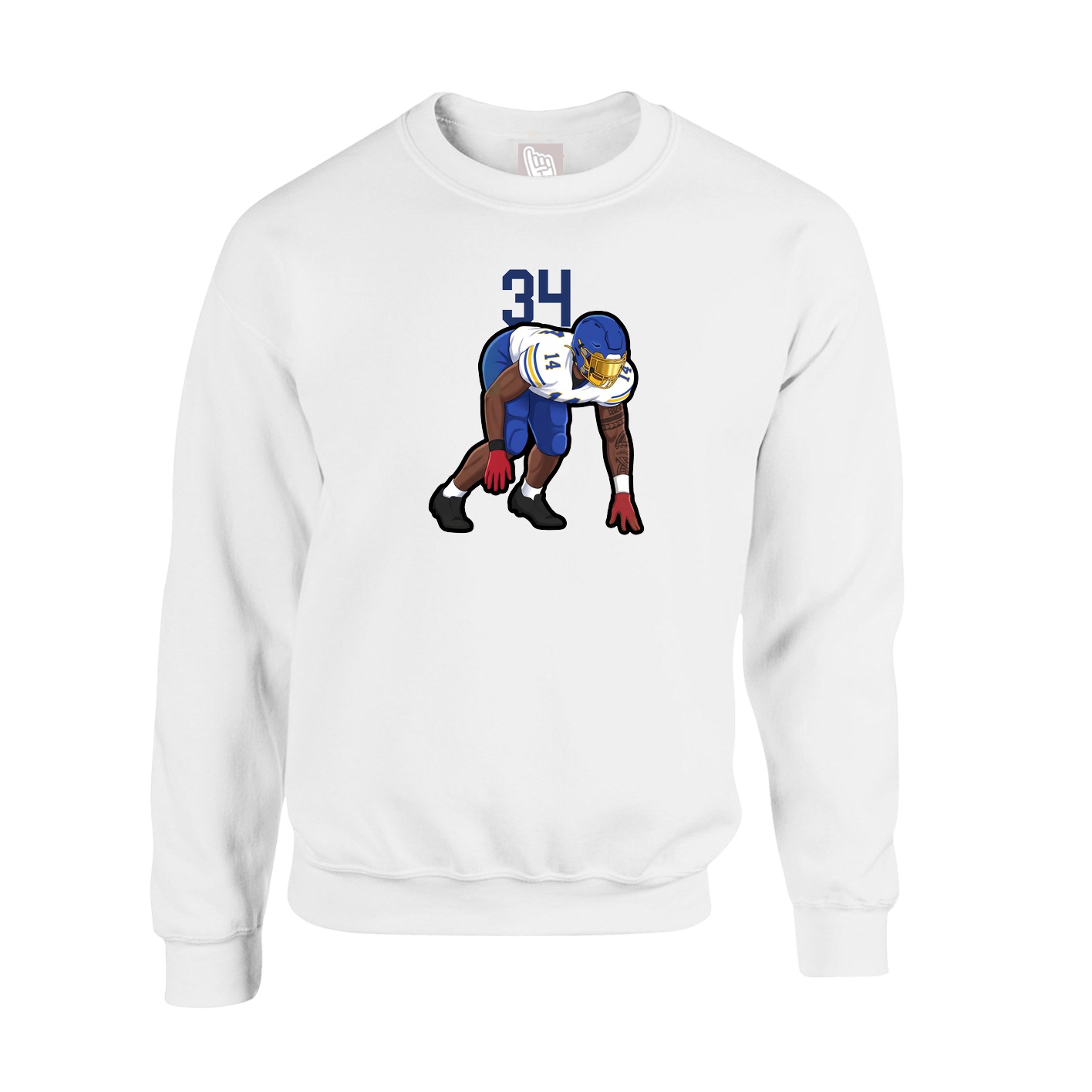 Fleece Crew — Number Top in White