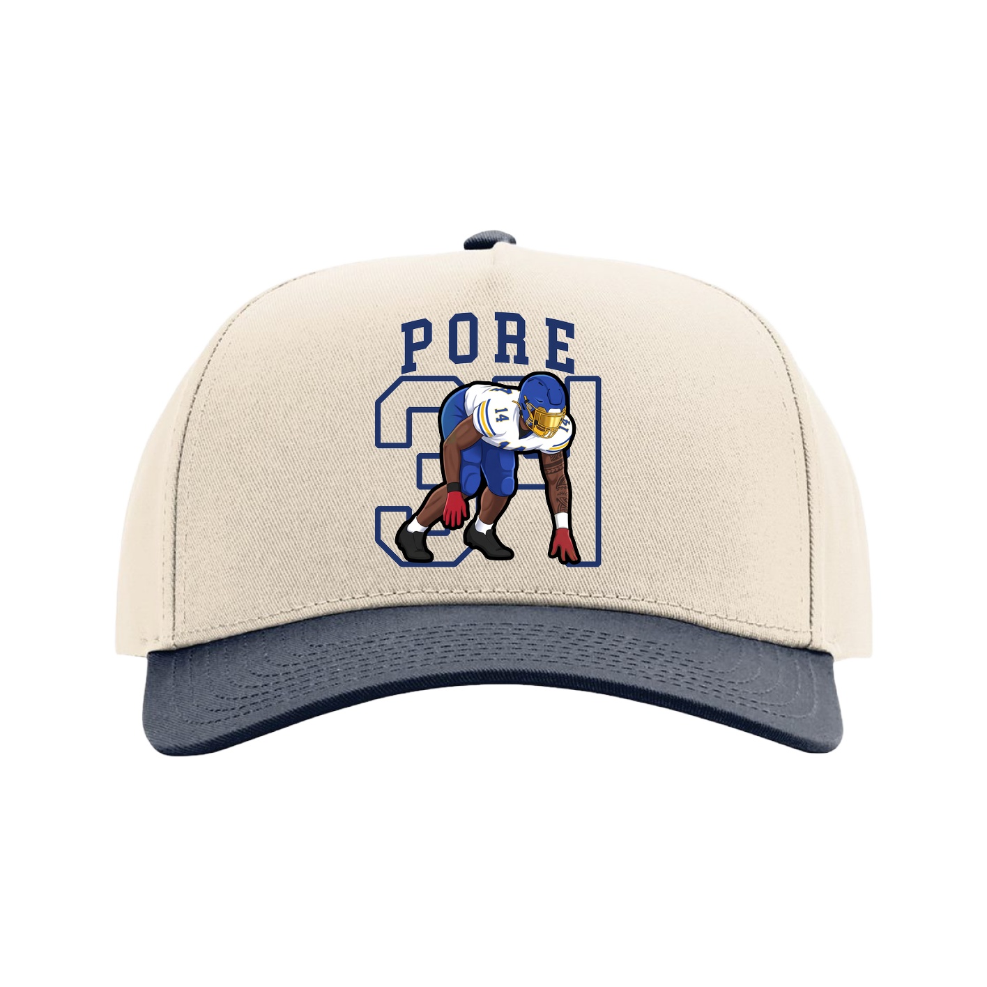 Full Fabric Five-Panel Champ Cap — Shirsey in Cream/Navy