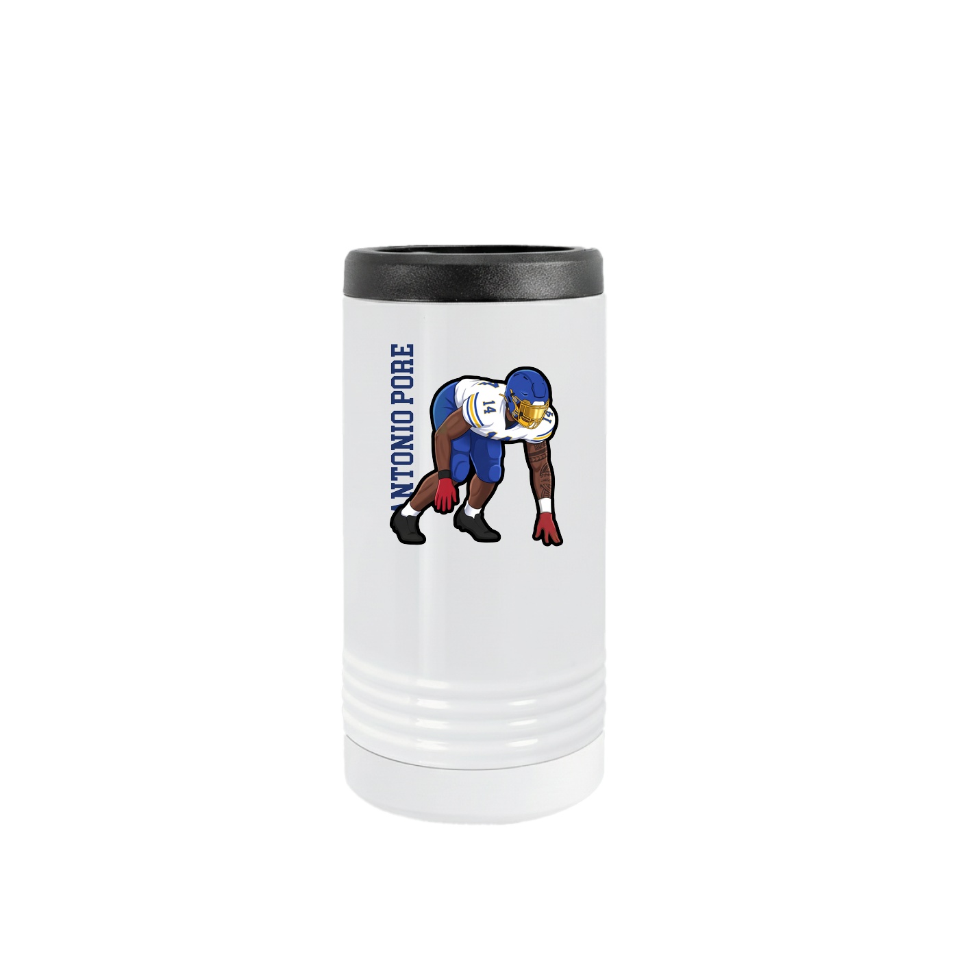 Slim Beverage Holder — Name Vertical in White