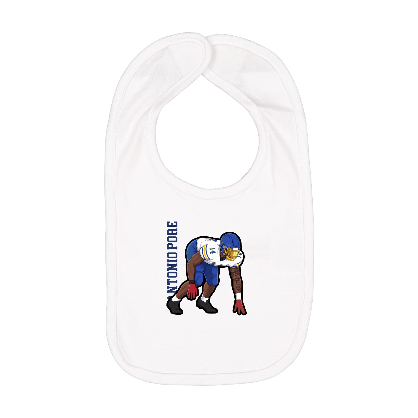 Infant Bib — Name Vertical in White