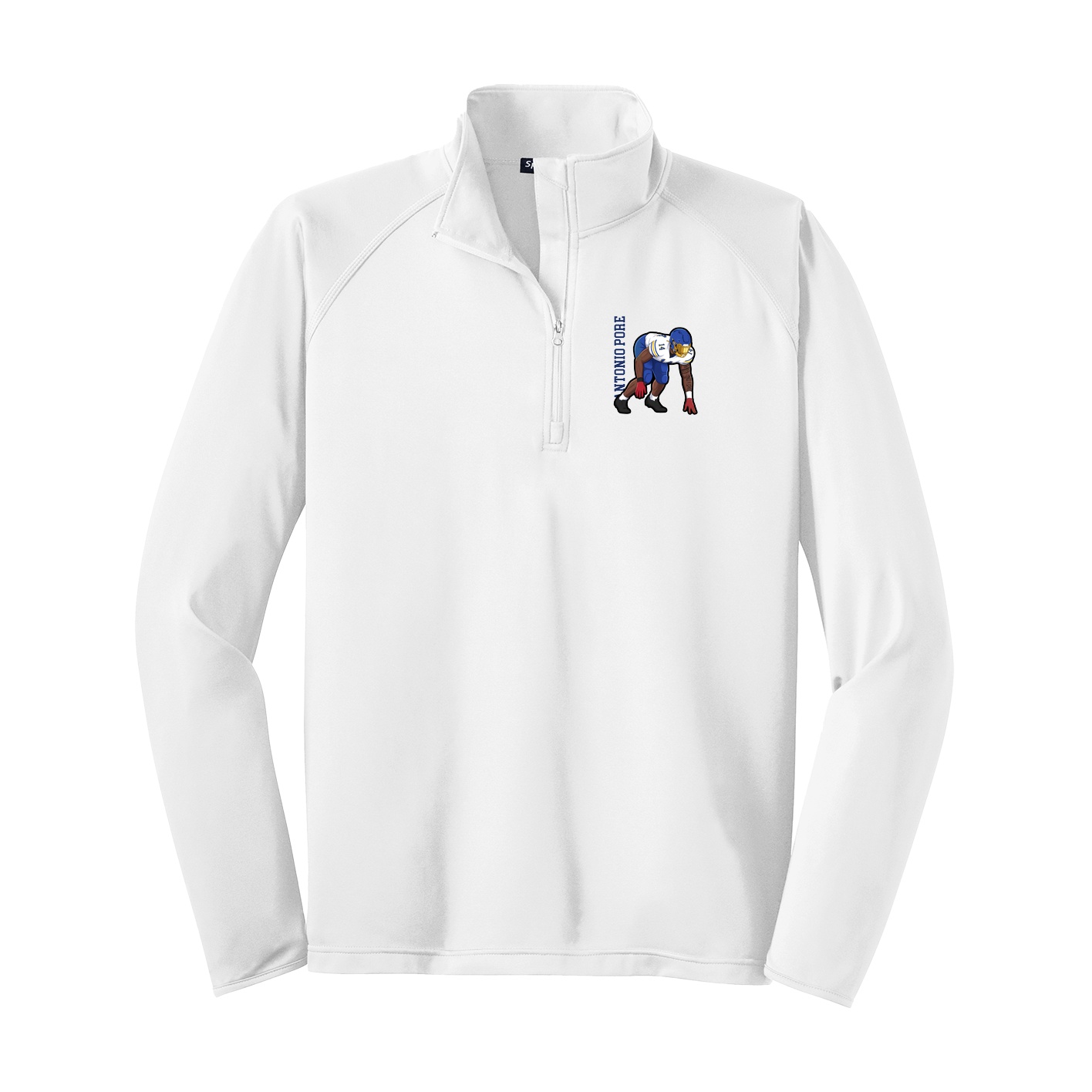 Q-Zip Pullover — Name Vertical in White