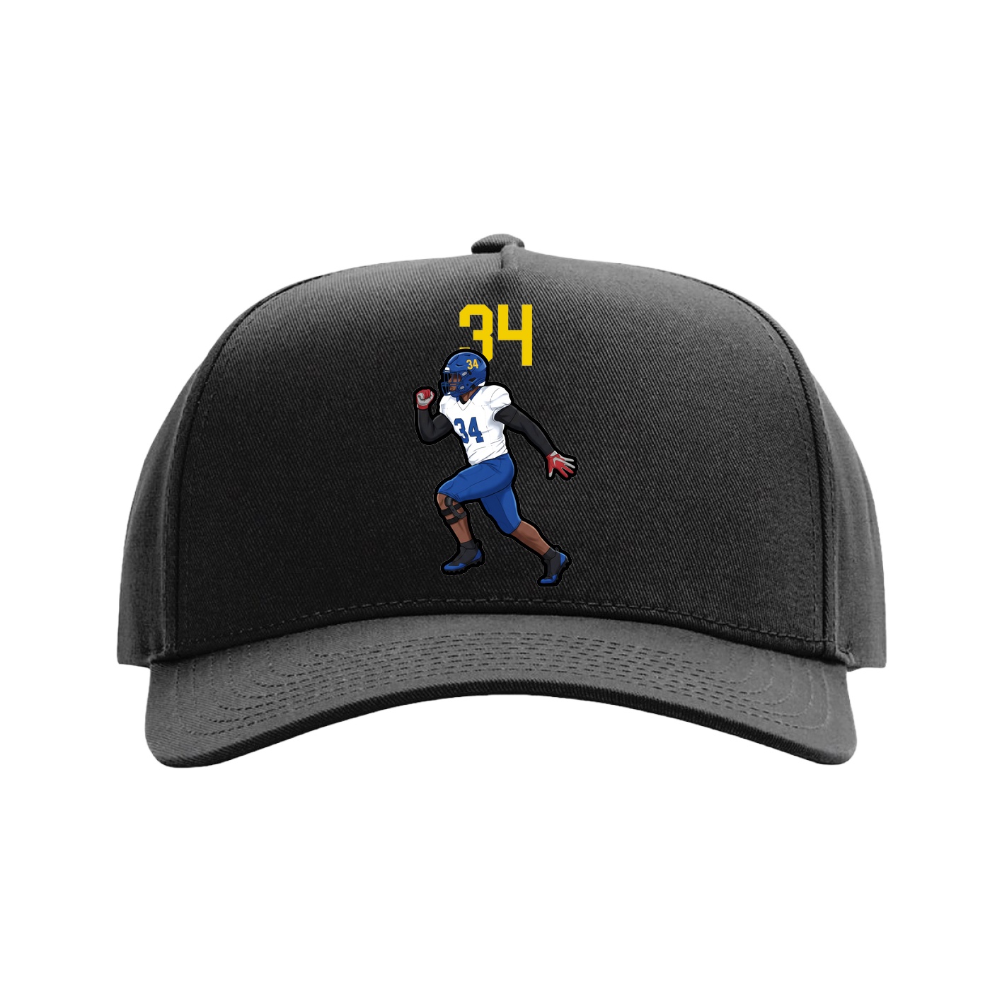 Full Fabric Five-Panel Champ Cap — Number Top in Black