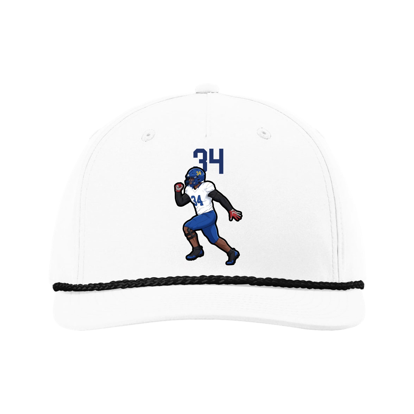 Five-Panel Classic Rope Cap — Number Top in White