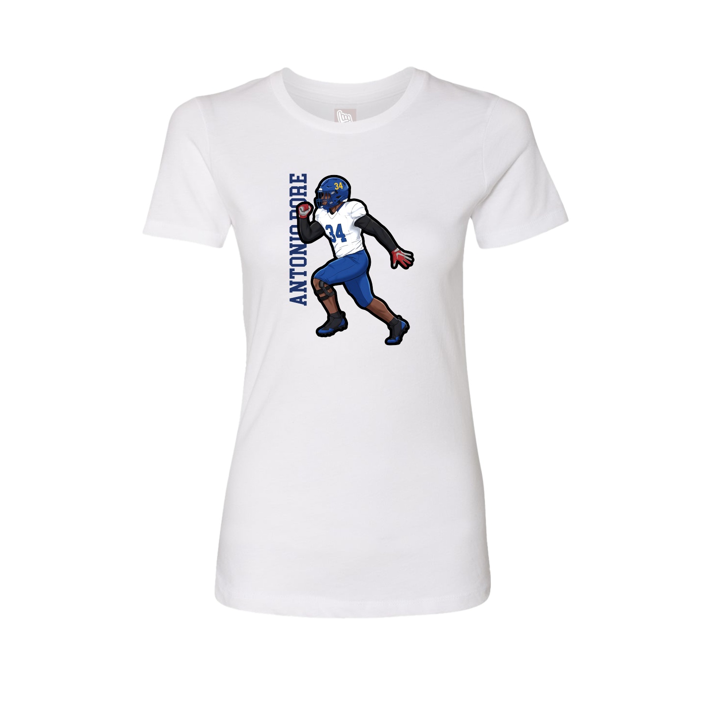 Womens Tee — Name Vertical in White
