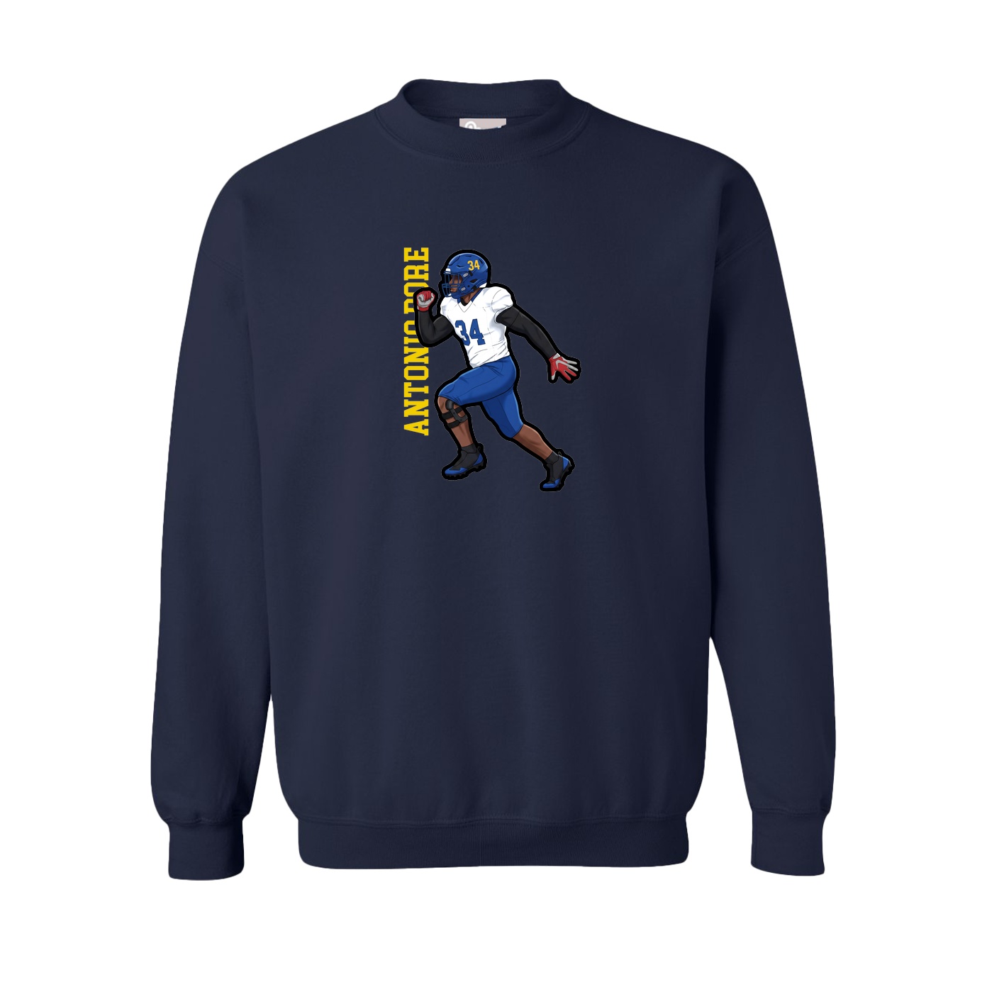 Fleece Crew — Name Vertical in Navy