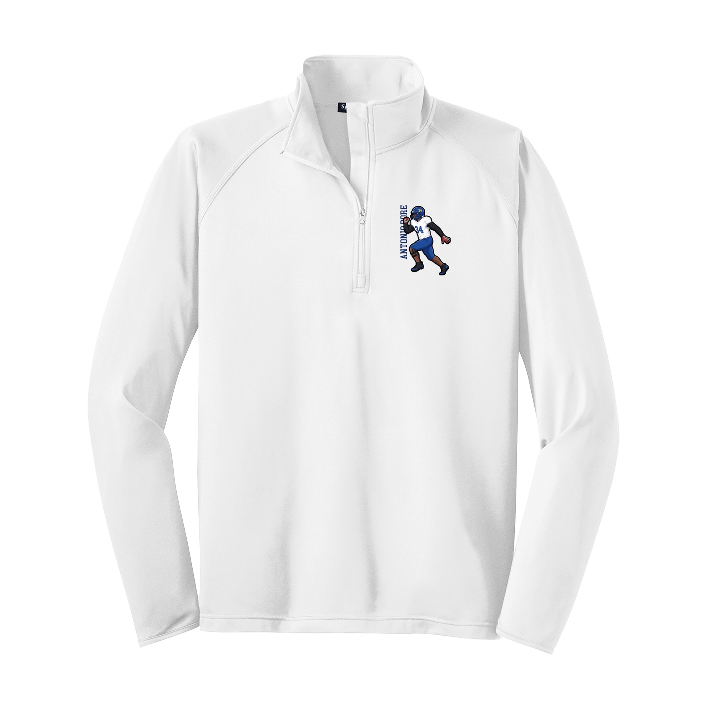 Q-Zip Pullover — Name Vertical in White