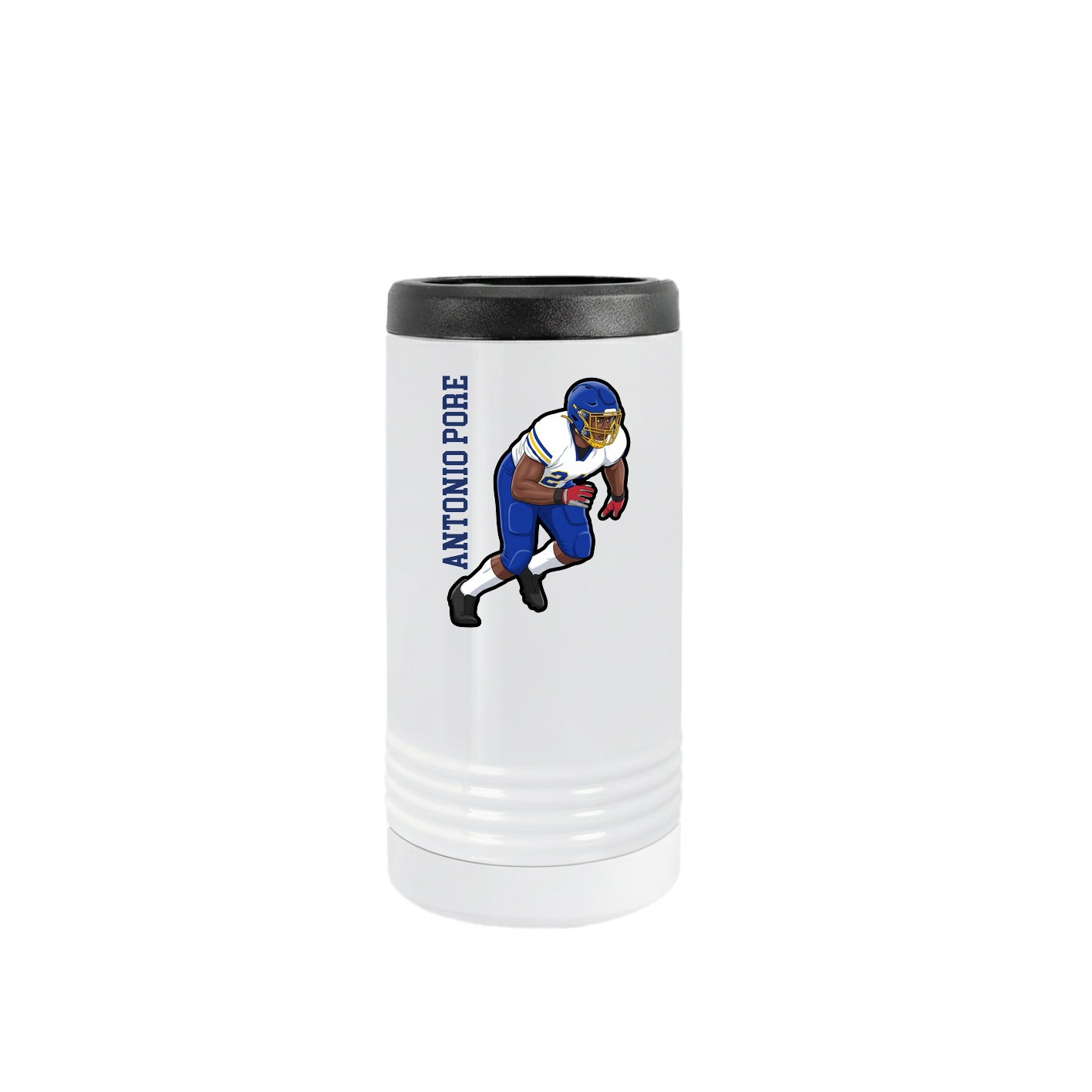 Slim Beverage Holder — Name Vertical in White