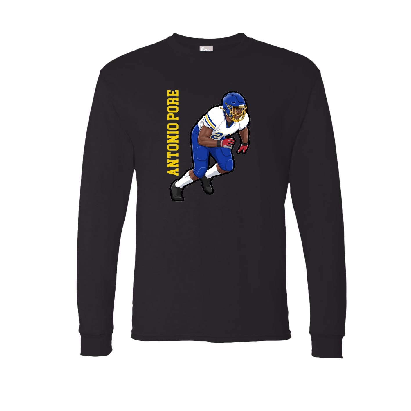 Long Sleeve Tee — Name Vertical in Black