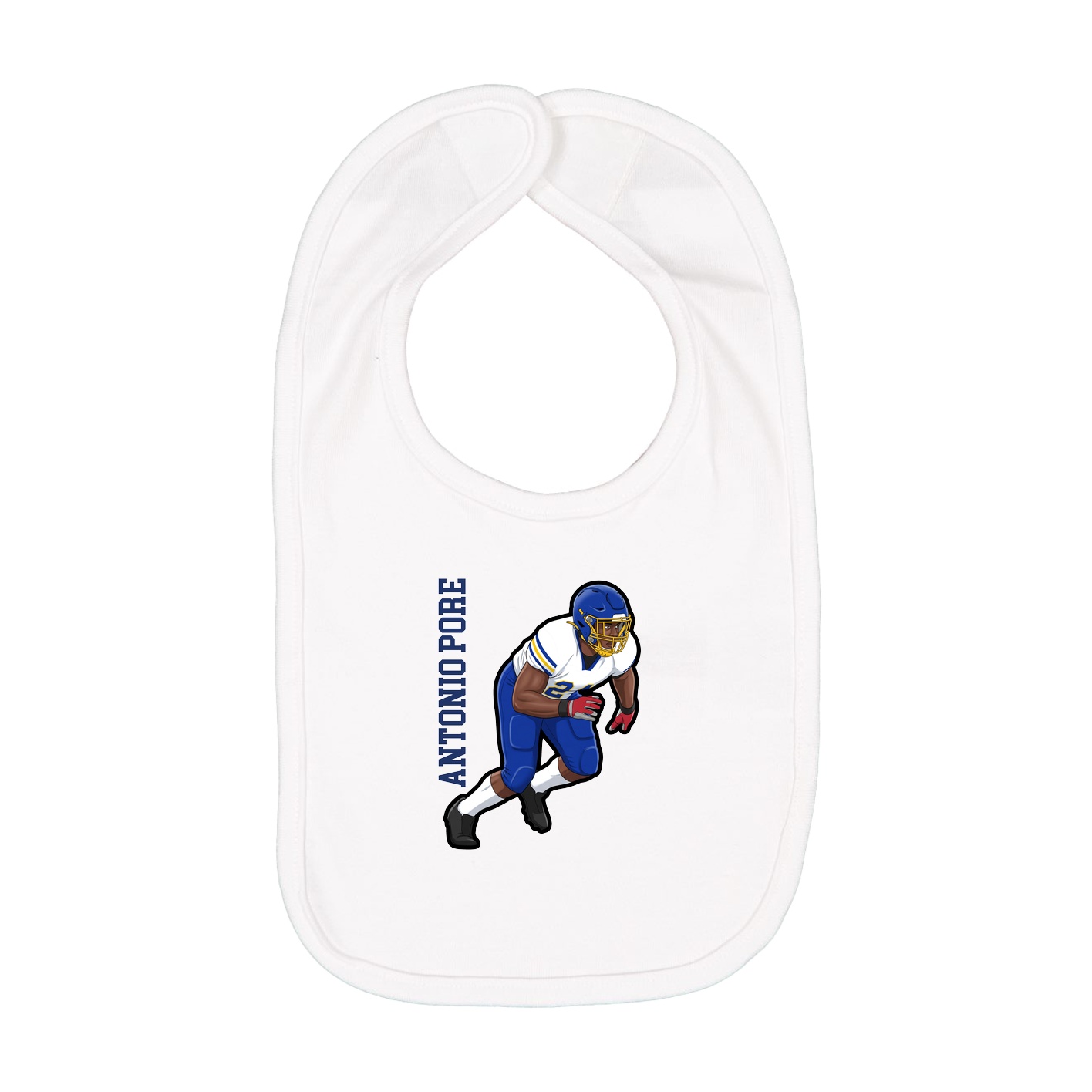 Infant Bib — Name Vertical in White