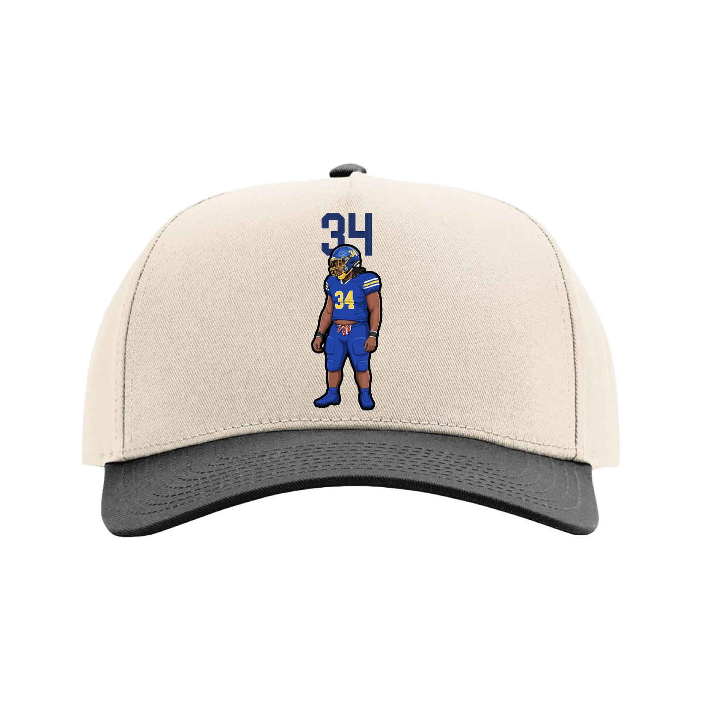 Full Fabric Five-Panel Champ Cap — Number Top in Cream/Black