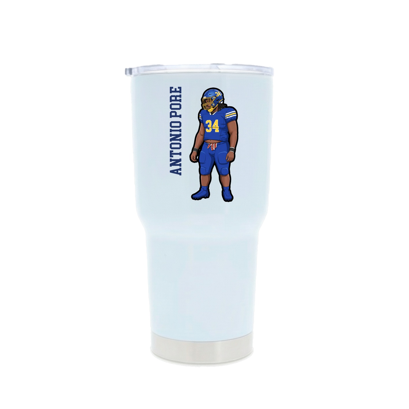 30oz Stainless Steel Tumbler — Name Vertical in White