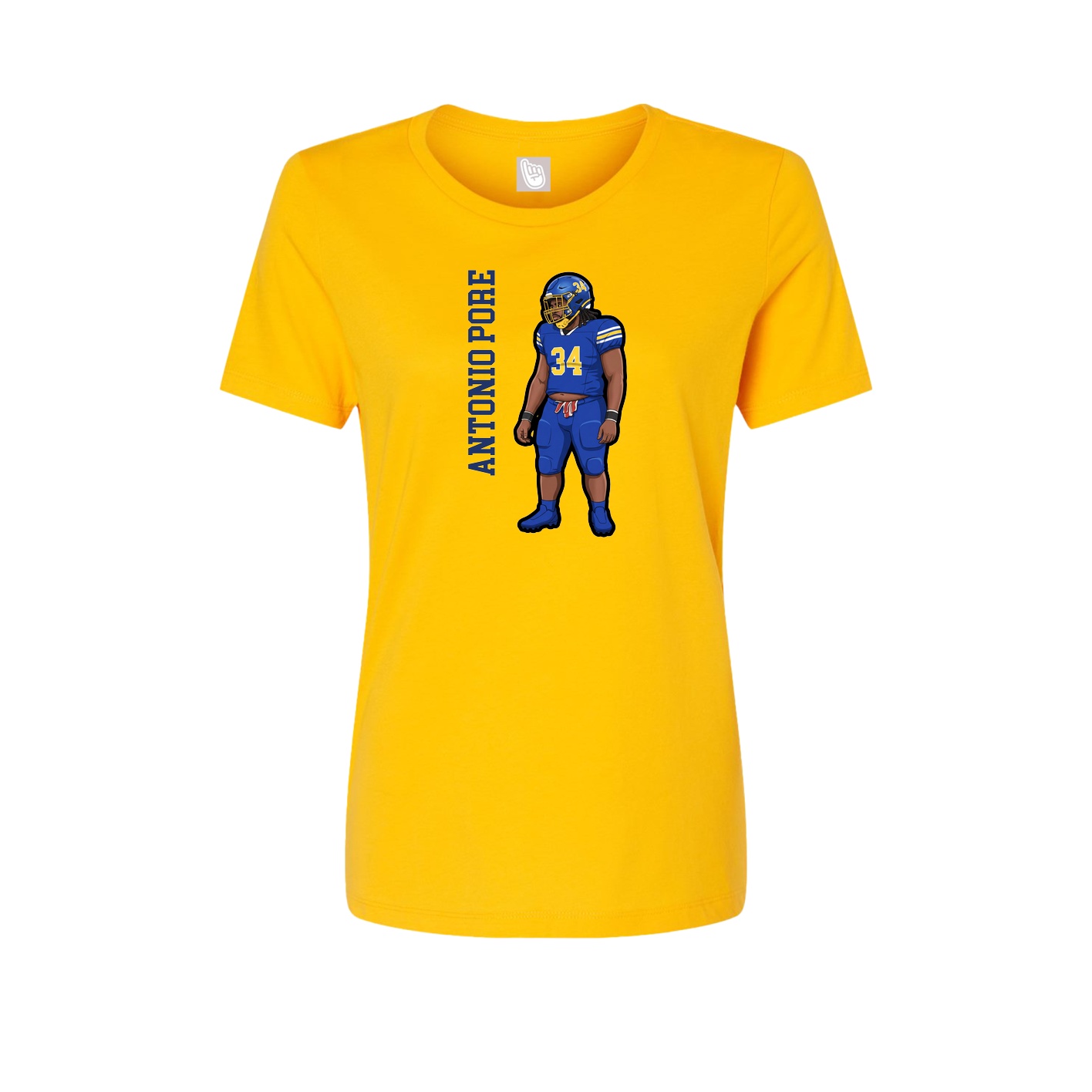 Womens Tee — Name Vertical in Gold