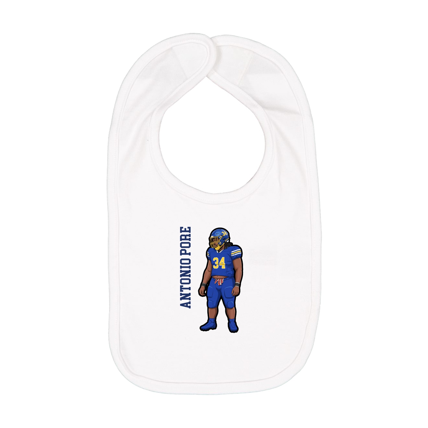 Infant Bib — Name Vertical in White
