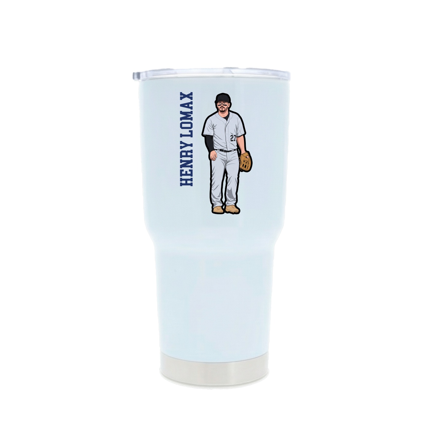 30oz Stainless Steel Tumbler — Name Vertical in White