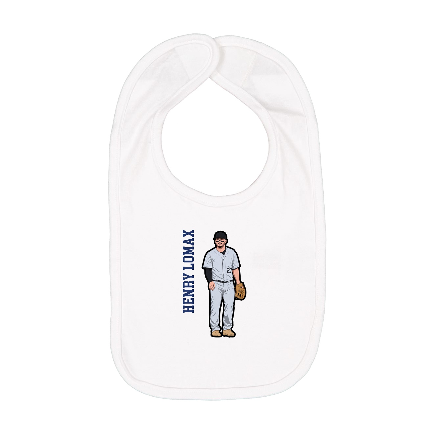 Infant Bib — Name Vertical in White
