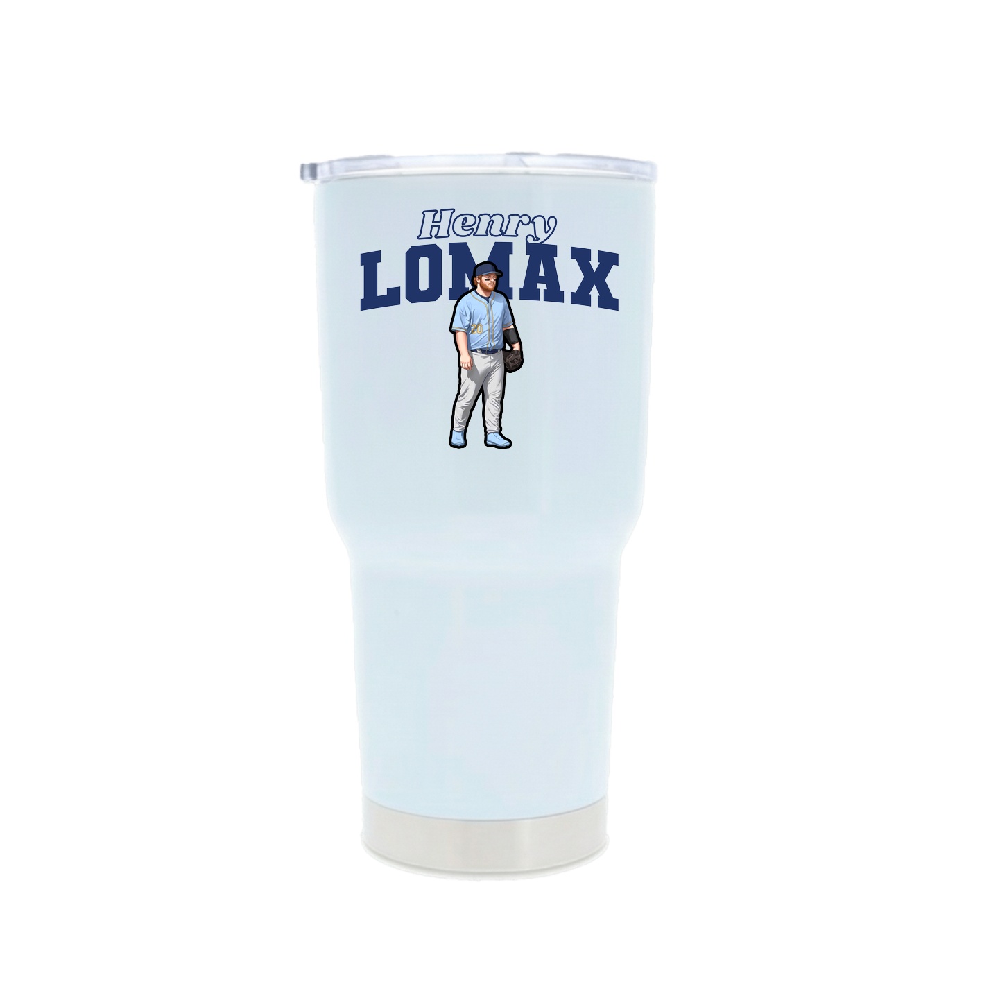 30oz Stainless Steel Tumbler — Name Arch in White