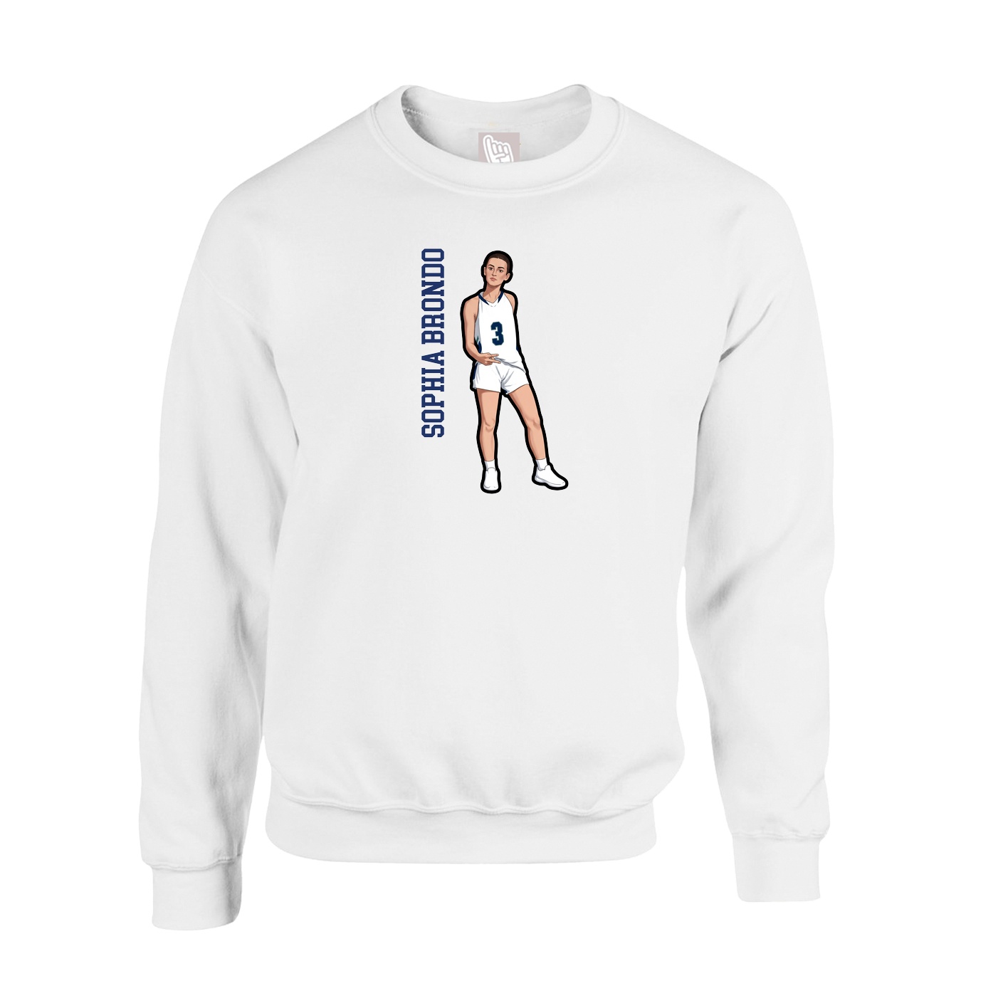 Fleece Crew — Name Vertical in White