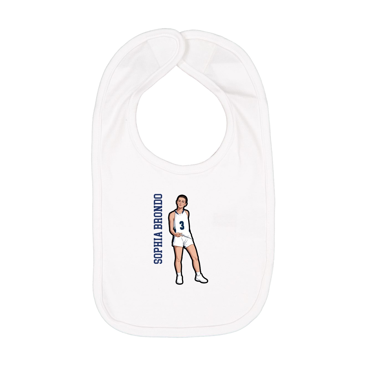 Infant Bib — Name Vertical in White