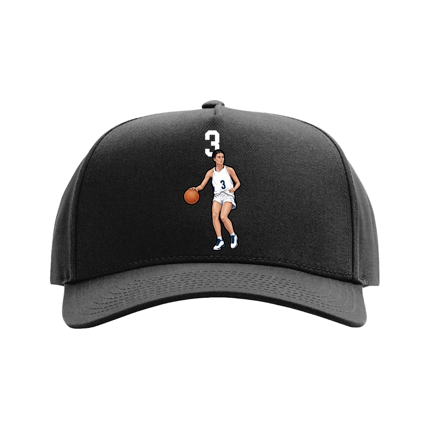Full Fabric Five-Panel Champ Cap — Number Top in Black