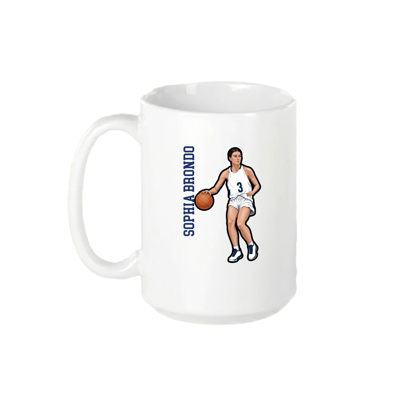 15oz Coffee Mug — Name Vertical in White