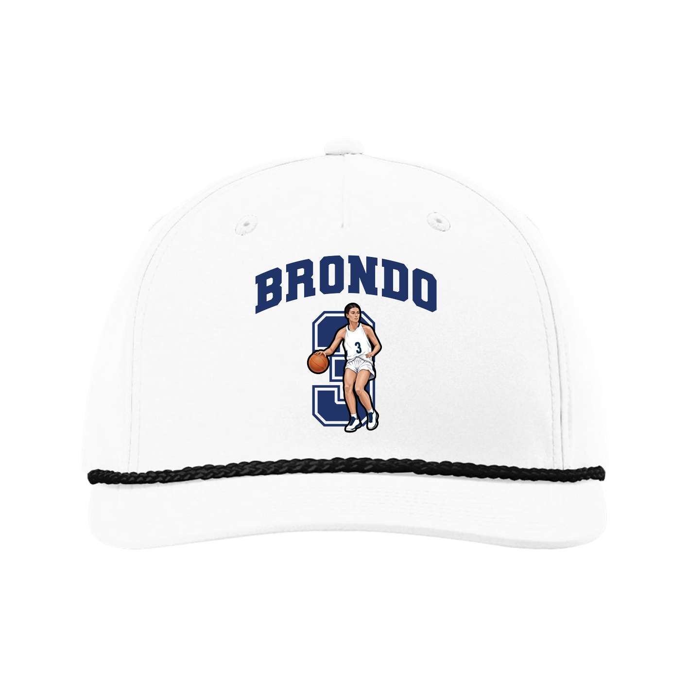 Five-Panel Classic Rope Cap — Number in White
