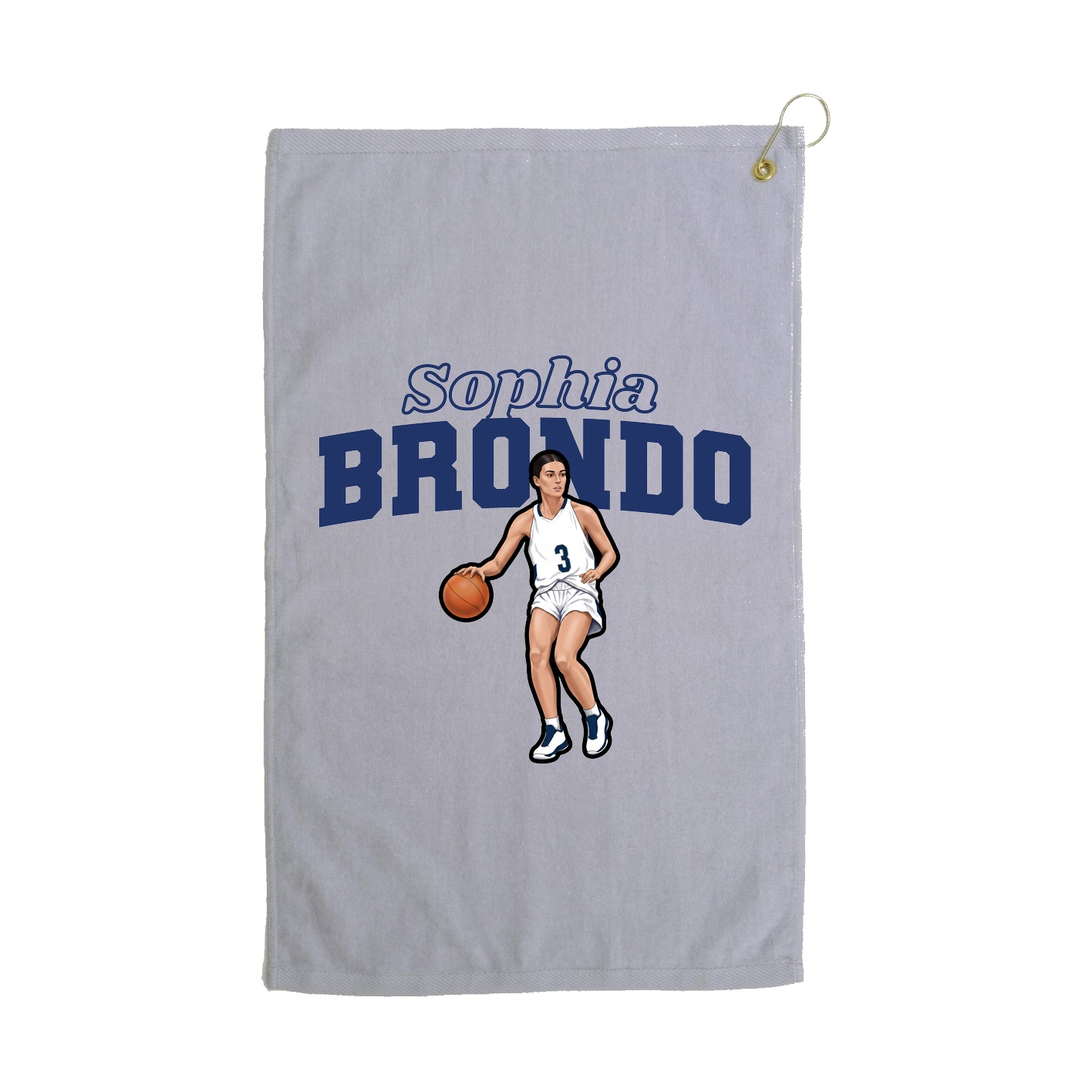 Golf Towel — Name Arch in Grey