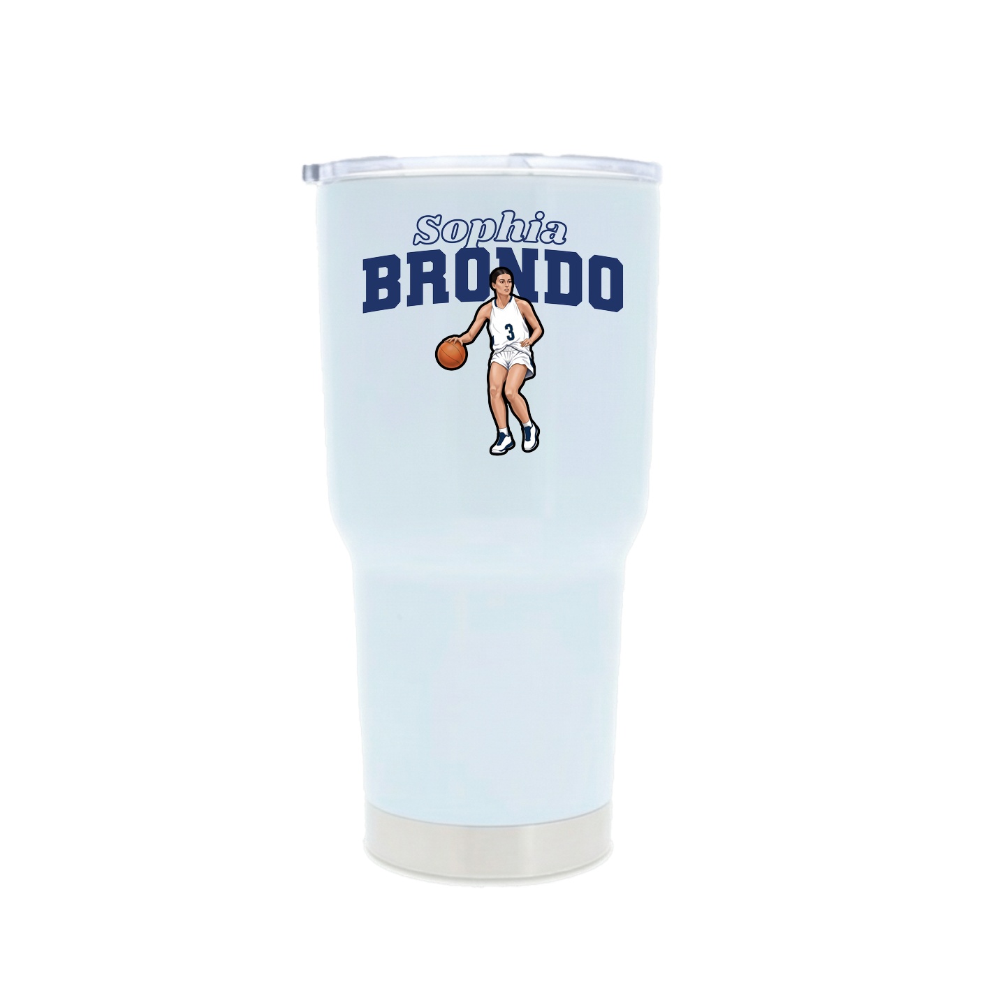 30oz Stainless Steel Tumbler — Name Arch in White