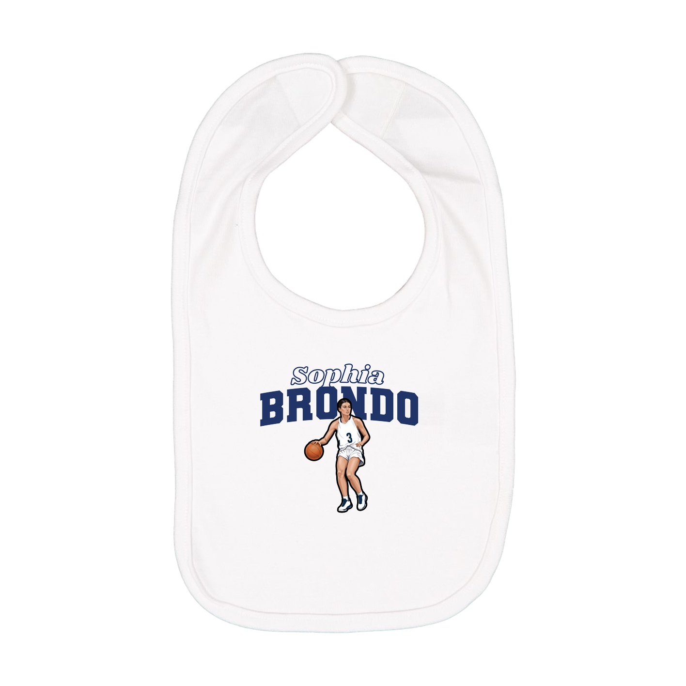 Infant Bib — Name Arch in White